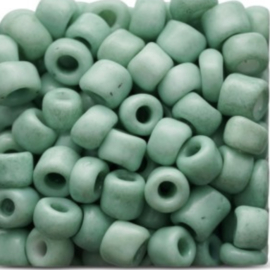 Rocailles 6/0 Vintage groen Stonelook finish, 10 gr.