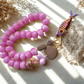 DIY pakket statement ketting Lilac Taupe + optie kralenvisje