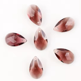 Glas bedel 13x22mm Burgundy, 2 stuks