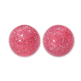 8 mm acryl kralen glitter Cherry pink-silver, per stuk