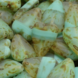 Heart Beads 16x13mm Picasso Green, 4 stuks