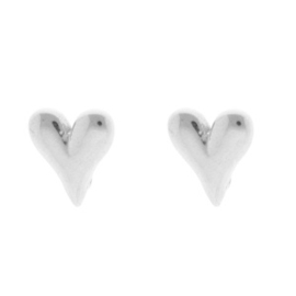 Stainless steel onderdelen oorbellen / oorstekers hart met oogje Zilver, per 2 stuks
