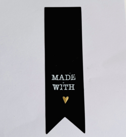 Wensetiket vaantje 25x84mm - Made with love, 10 stuks
