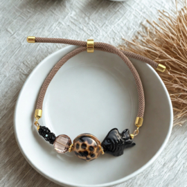 DIY pakket armbandje "Leopard" black Fish, + Zwart armbandje