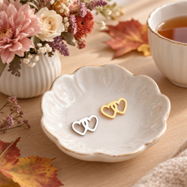 Goud Stainless steel tussenstuk hartjes, 1 stuk