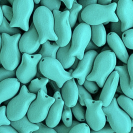 Fish beads Mat turquoise, 10 gram c.a. 40 st.