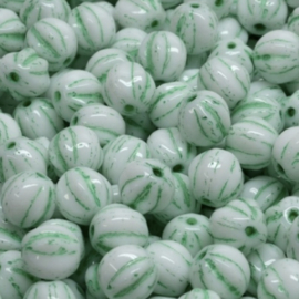 Melon Round Green-White 6mm, 20 stuks