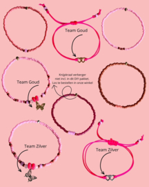 Pink Ribbon DIY set (keuze uit Goud of Zilver combinatie)