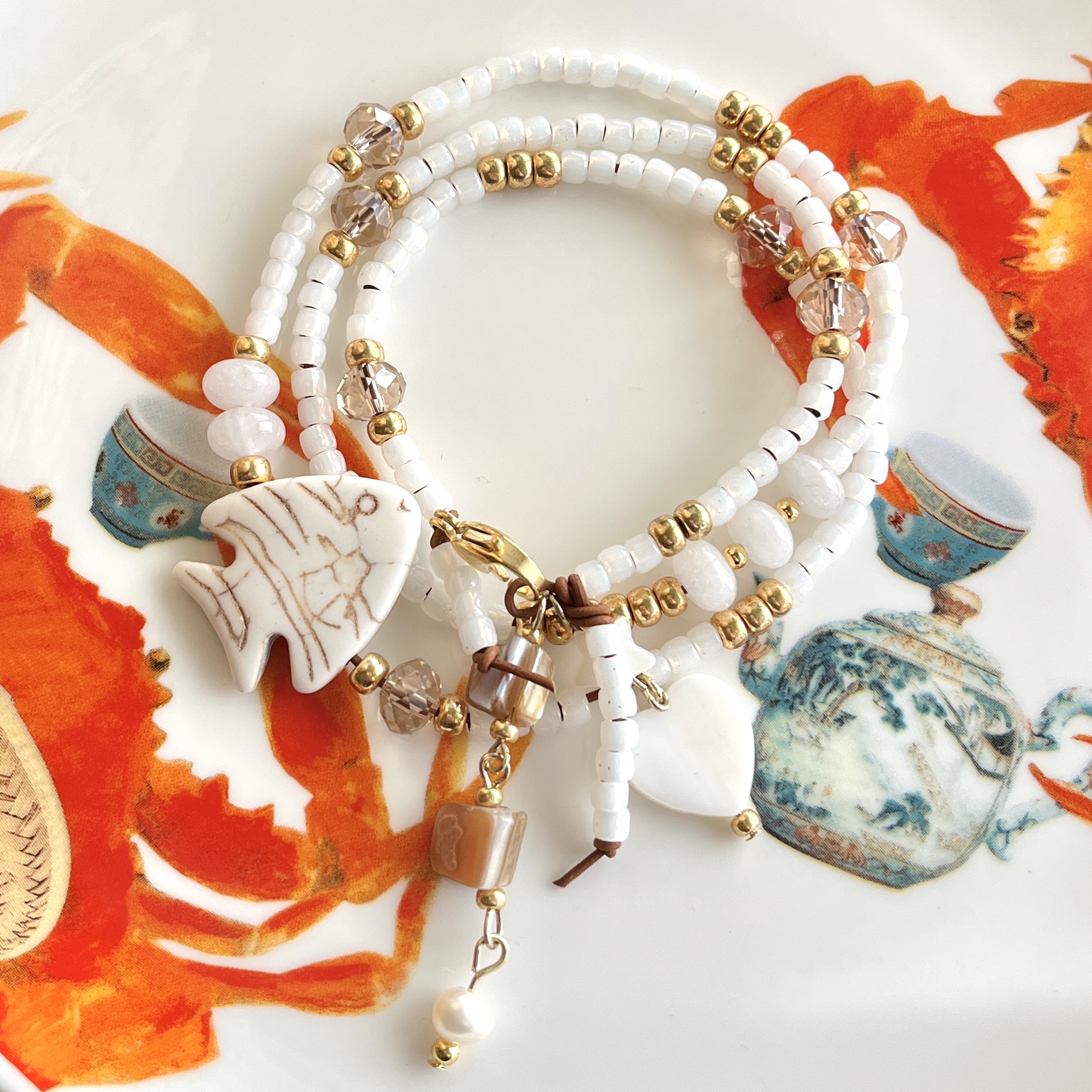 DIY pakket Vis armband Wit