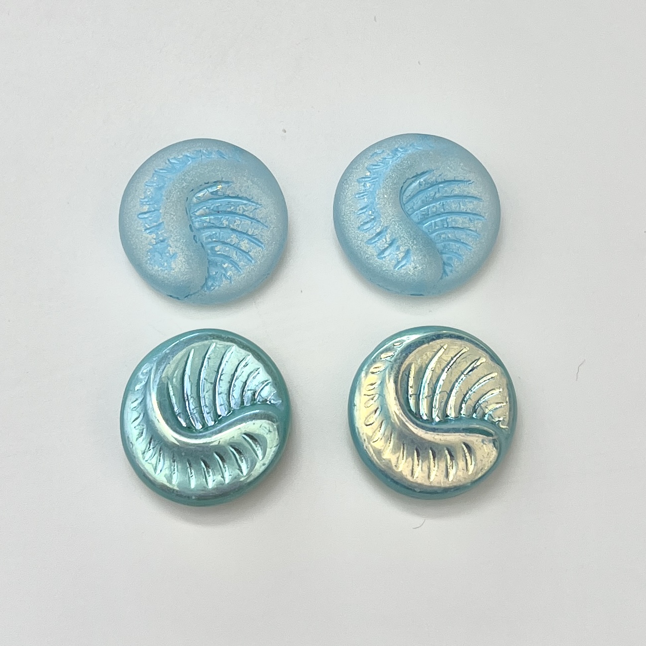 Fossil coin Aqua mix 19mm, 2 stuks