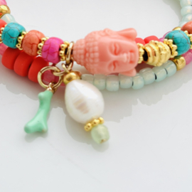 Wikkel armband leer Buddha