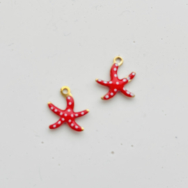 Bedels metaal zeester Dots Red-gold, 1 stuk
