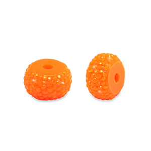 Resin kralen rondellen 10mm Neon orange, 3 stuks