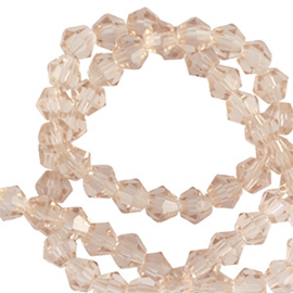 Facet kralen bicone 4 mm Amber beige, per stuk