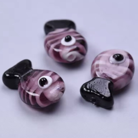 Vis glas kraal 20x13mm Amethyst, per stuk.