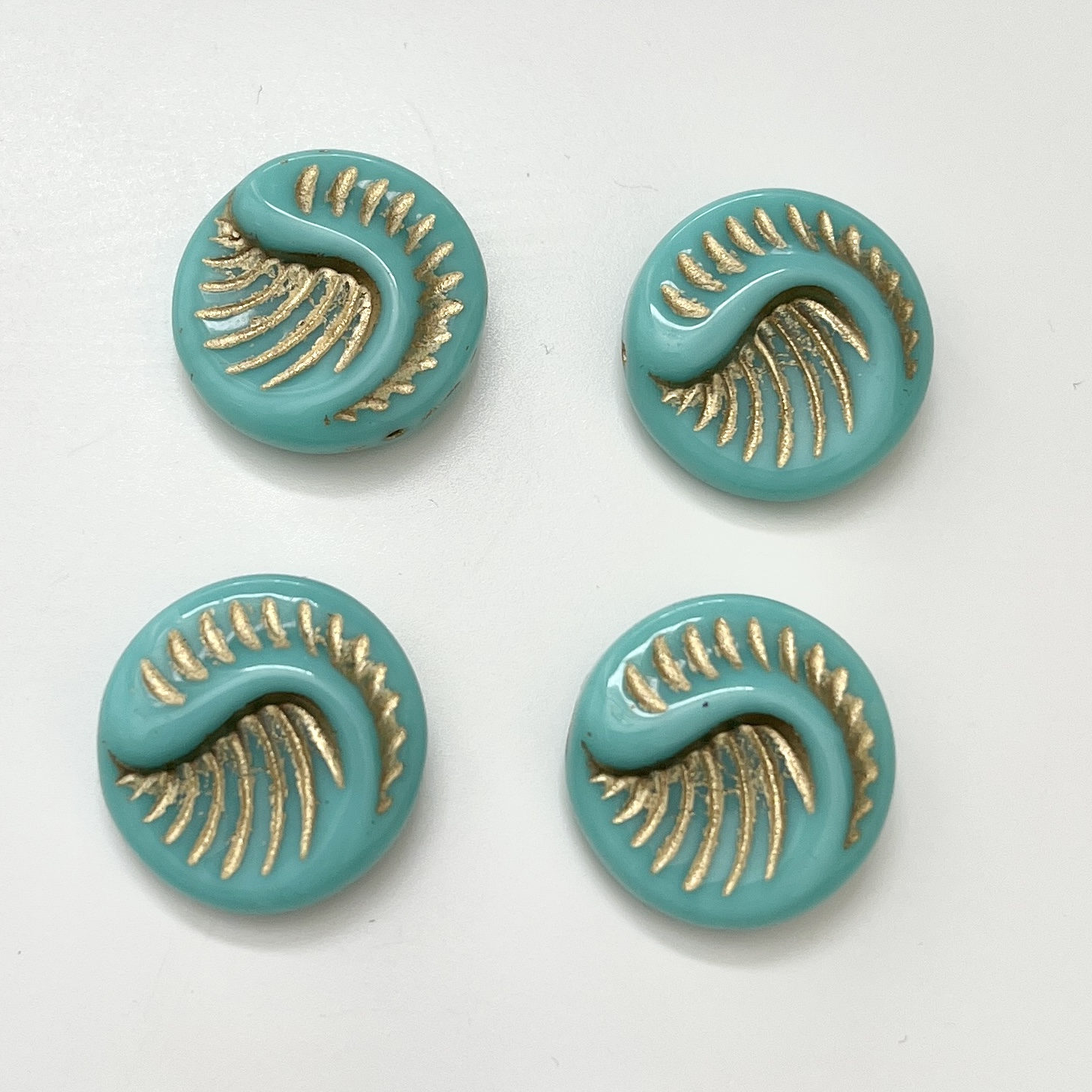 Fossil coin Turquoise - Gold 19mm, 1 stuk