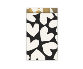 Cadeauzakjes XL Solo Hearts Zwart-Wit, 10 stuks
