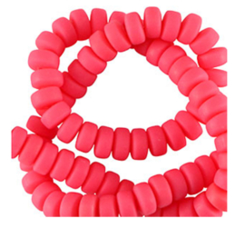 Polymeer rondellen 7mm Neon coral pink, 110 stuks