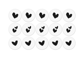 Cadeaustickers Solo Hearts met goudfolie Zwart, 10 stuks