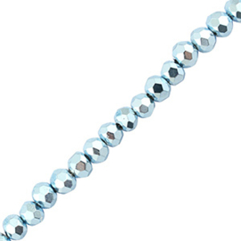 Top Facet kralen 4mm Metallic light blue, 20 stuks