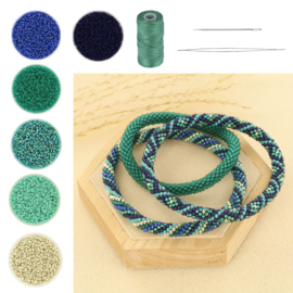 DIY kit armbanden haken 11/0, Emerald