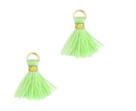 Kwastjes 1.2cm Gold-neo mint green, 1 stuk