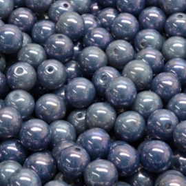 Round Druck Beads 6mm Blue-Green, per 10 gr.