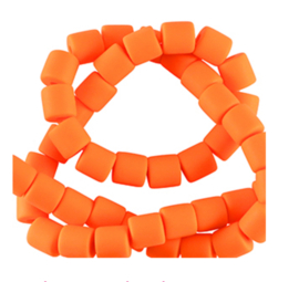 Polymeer kralen 6mm Neon orange, per 60 stuks