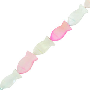 Schelp kralen vis Multicolour pastel, per 2 stuks