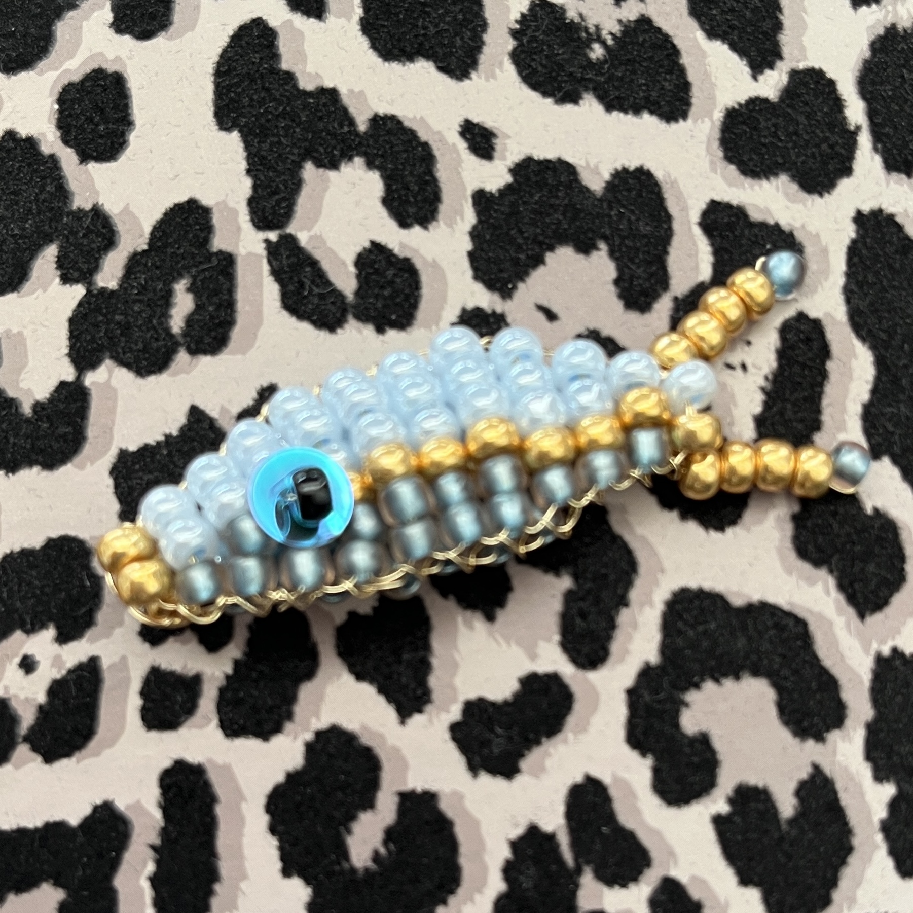 DIY pakket kralenvisje XL, Blue incl. rol koperdraad.