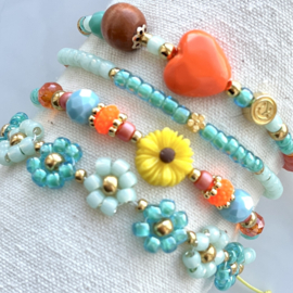 DIY Fleur armbandje Aqua LT/Jonquil-Milky peridot (Goud of Zilver), c.a. 6 armbandjes