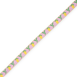 Lint met tekst Citroen Orchid pink-yellow-green-gold, 50 cm