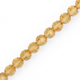 Facet kralen 8mm rond Amber ochre, per stuk