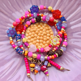 Wikkel armband leer Happy colors