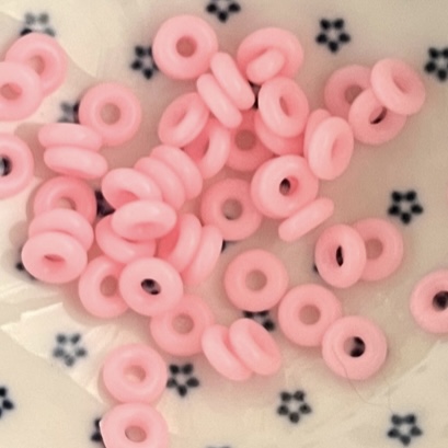 Rubber smart bead stopper Pink, per 5 stuks