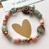 DIY pakketje Hart armband, Pink - Brons - Blue