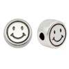 Kralen DQ metaal smiley 7mm Antiek zilver (nikkelvrij), per stuk