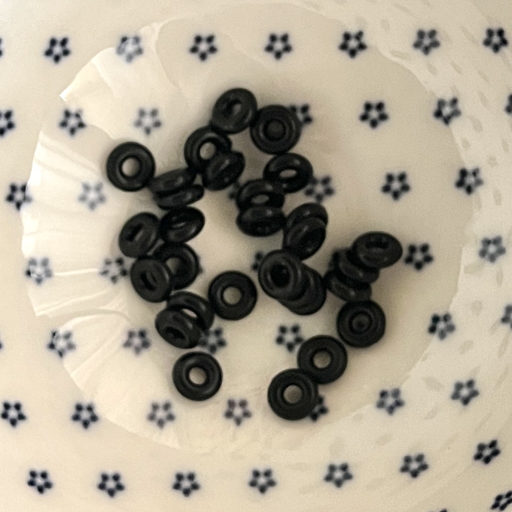 Rubber smart bead stopper Black, per 5 stuks