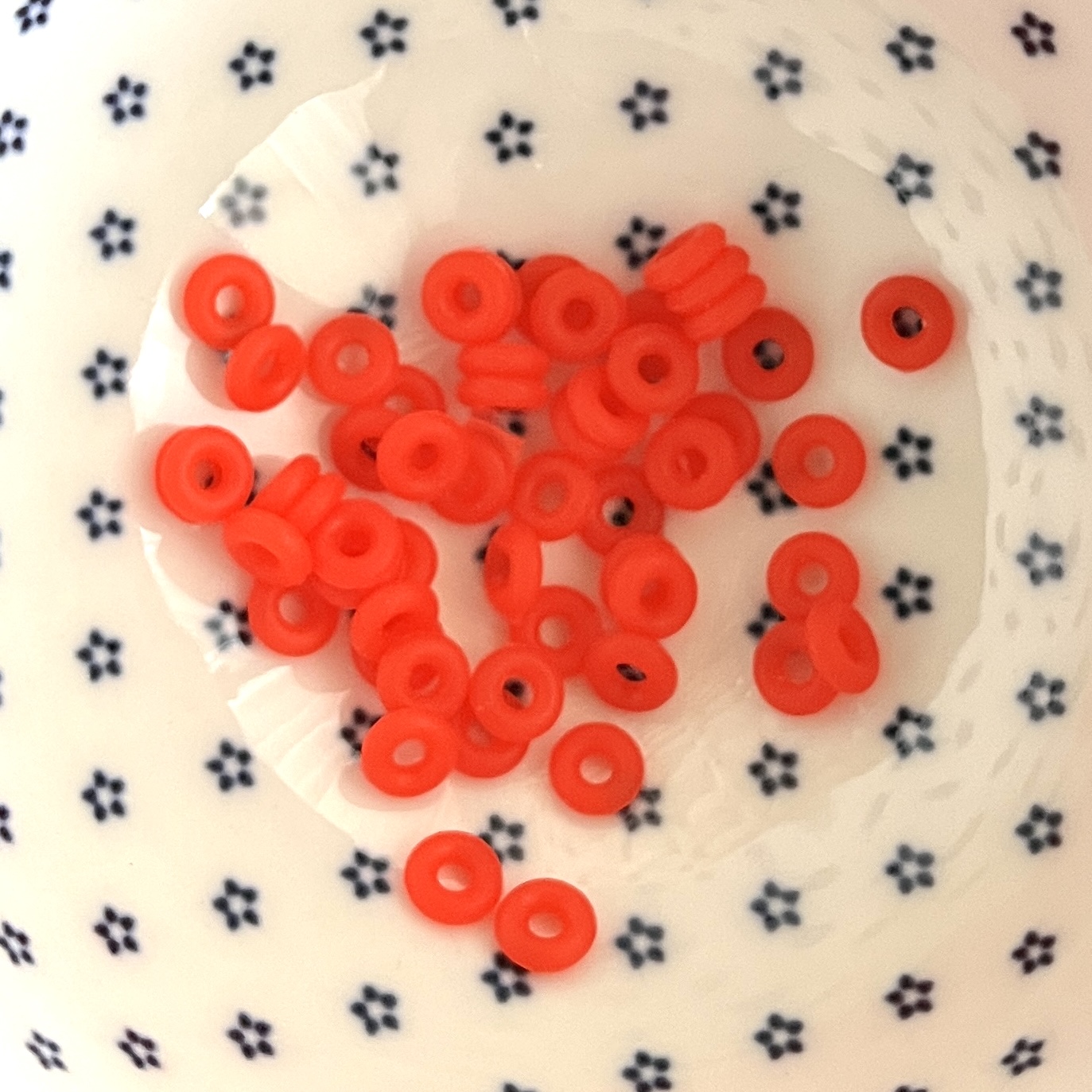 Rubber smart bead stopper Red, per 5 stuks