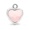Hangers van crystal glas hart Rose alabaster-silver 12x10mm, 1 stuk