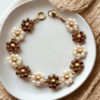 DIY Fleur armbandje Ivoor-Brown (Goud of Zilver), c.a. 6 armbandjes