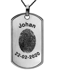 zilver dogtag hanger foto/vingerprint