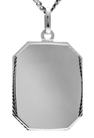 zilver hanger met rand achtkant 26x32mm