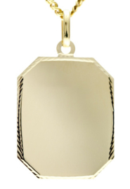 goud 14 k hanger  hanger met rand achtkant 21x26mm