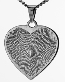 zilver hart hanger met dubbel hartgravure