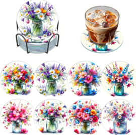 Diamond Painting set Onderzetters Bloemen