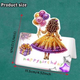 Diamond Painting Kaarten Pakket met 6  verjaardagskaartjes thema paars