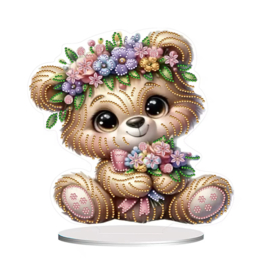 Diamond Painting  staander Beertje met Bloemen
