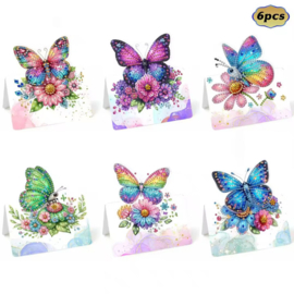 Diamond Painting Kaarten Pakket met 6  Vlinder kaartjes
