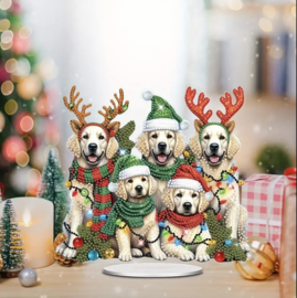 Diamond Painting Staander  Honden Kerst